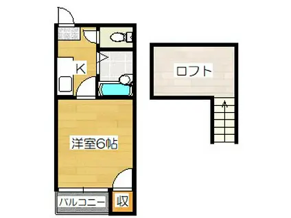 グランベール二日市(1K/2階)の間取り写真