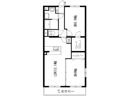 グランストーク奥浜名湖(2LDK/1階)の間取り写真