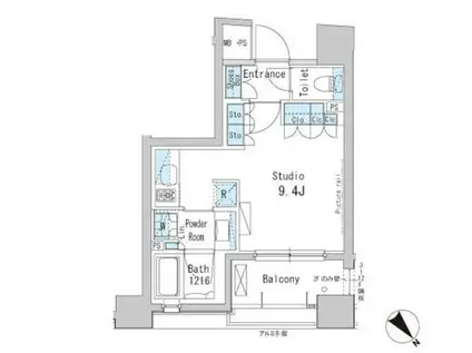 パークアクシス茅場町(ワンルーム/9階)の間取り写真