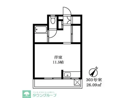 丹野ハウジング(ワンルーム/3階)の間取り写真