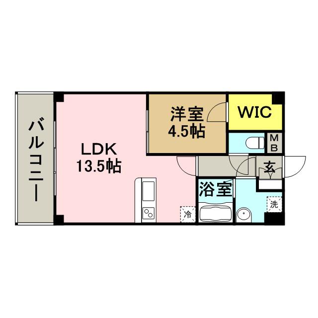 KDXレジデンス天神東II(1LDK/6階)の間取り写真