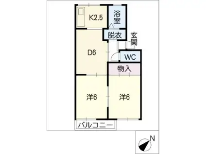 プレジール城ヶ根(2DK/1階)の間取り写真
