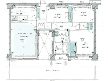 ヴェレーナ玉川学園前(3LDK/6階)の間取り写真