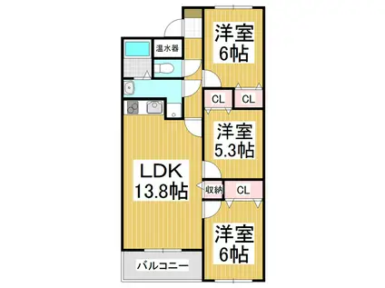マンション麻績(3LDK/1階)の間取り写真