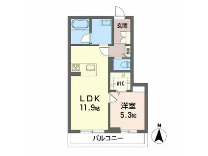 シャーメゾン セルディーナ(1LDK/1階)の間取り写真