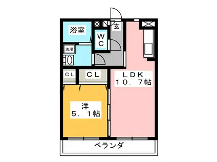 リベルテ(1LDK/3階)の間取り写真