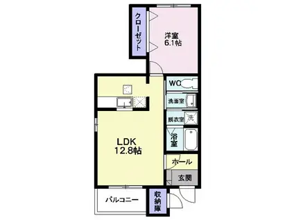 カトルセゾン I(1LDK/1階)の間取り写真
