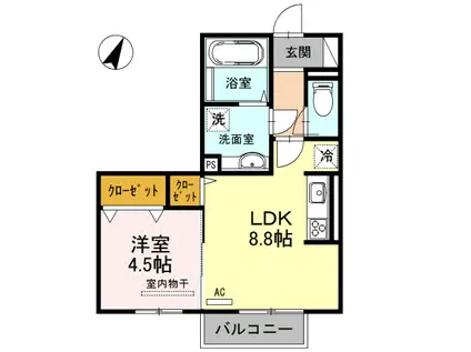 ソフィアこまち(1LDK/2階)の間取り写真