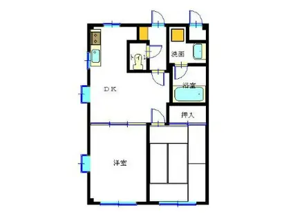 ワイエス桜木21(2DK/2階)の間取り写真