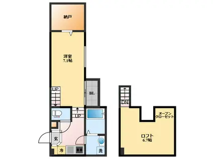 MODERAN PALAZZO西諫早駅(1SK/2階)の間取り写真