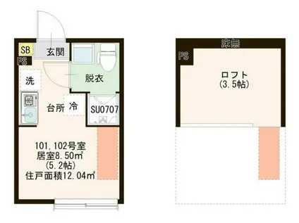 パストラルときわ台(ワンルーム/1階)の間取り写真