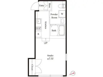 LA PERLA OGIKUBO(ワンルーム/1階)の間取り写真