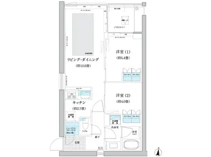 ガーデニエール砧 ウエスト(2LDK/10階)の間取り写真