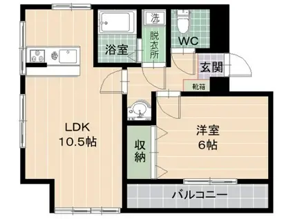 信栄ビル(1LDK/2階)の間取り写真