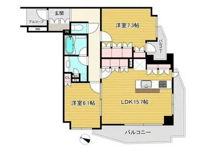 オーベル三軒茶屋DR(2LDK/5階)の間取り写真