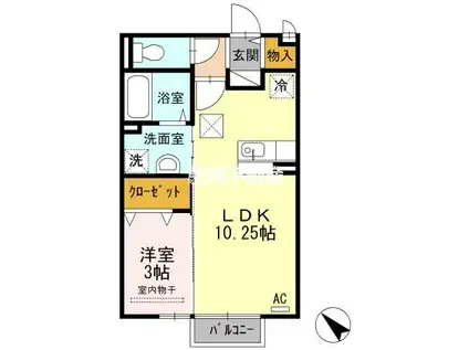 ジェネス南佐賀(1LDK/1階)の間取り写真