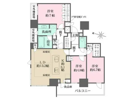 ザ・パークハウス大阪梅田タワー(3LDK/26階)の間取り写真