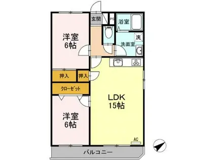 ウエルス富任(2LDK/1階)の間取り写真