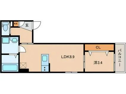 CRECIA一宮III(1LDK/3階)の間取り写真