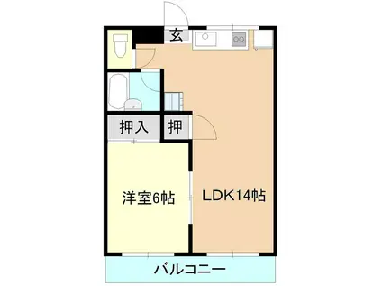 エコーハイツ(1LDK/1階)の間取り写真