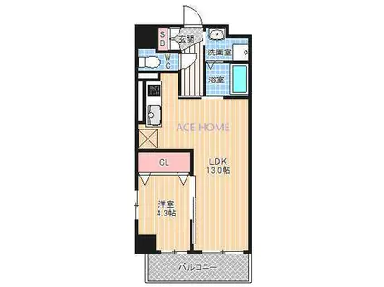 リーベル クリサンス(1LDK/5階)の間取り写真