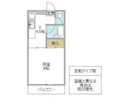 アリスト21(1K/2階)の間取り写真