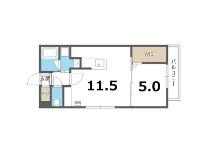 シエル中島公園(1LDK/2階)の間取り写真