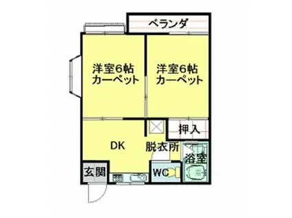 グランドメゾン中大塩(2DK/1階)の間取り写真