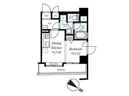 アクタス薬院II(1DK/2階)の間取り写真