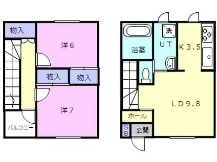 ピュアメゾン新明(2LDK/1階)の間取り写真