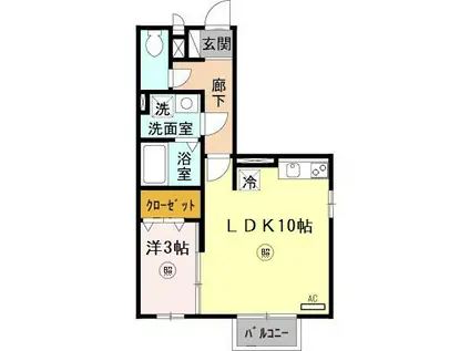 メゾンド・モンテ・ノール(1LDK/2階)の間取り写真