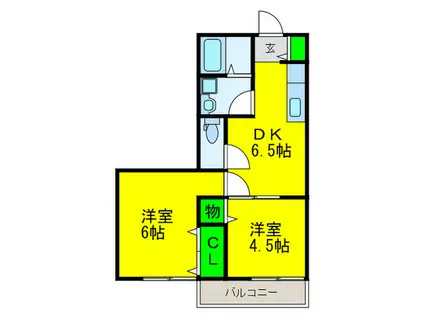 TKハイツ(2DK/1階)の間取り写真