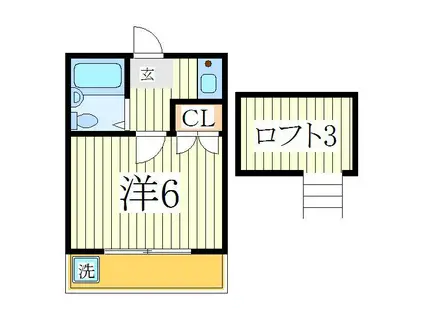 カーサ増尾(1K/1階)の間取り写真