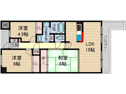 KDXレジデンス茨木1(3LDK/4階)の間取り写真