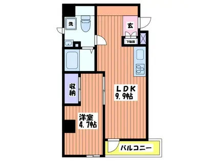 グレースヒル曙(1LDK/9階)の間取り写真