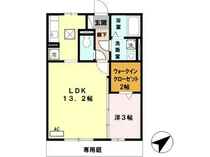 エクセル英賀保八十八 A棟(1LDK/1階)の間取り写真