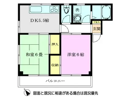 サンハイツ若葉(2DK/2階)の間取り写真