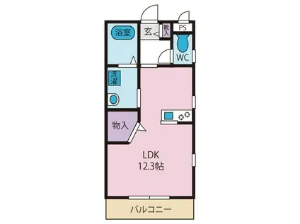 クオーレレヴァンテ(ワンルーム/1階)の間取り写真