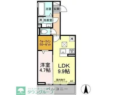 シャルマン高畑(1LDK/3階)の間取り写真