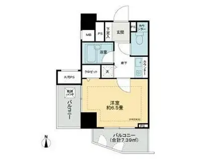 アルシオン芝浦(1K/2階)の間取り写真