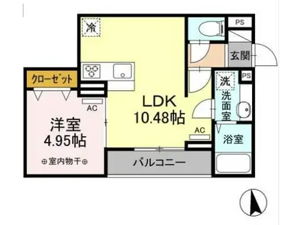 アヴァンス豊島 A(1LDK/2階)の間取り写真