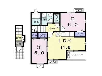メゾン光II(2LDK/2階)の間取り写真