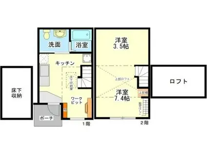 パルティーレ(1K/1階)の間取り写真