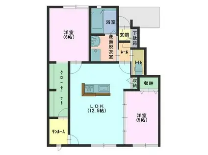 サンパレス白尾II(2LDK/1階)の間取り写真