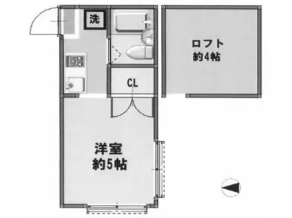 ヒルトップ若宮(1K/1階)の間取り写真