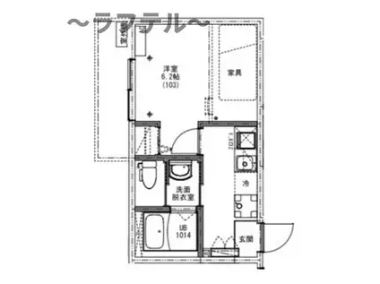 KEIAI RESIDENCE 西所沢IIL 南西(1K/2階)の間取り写真