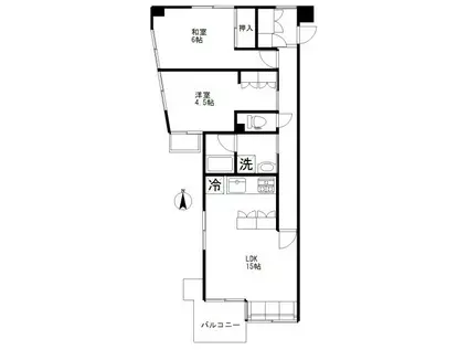 東急田園都市線 駒沢大学駅 徒歩10分 3階建 築37年(2LDK/2階)の間取り写真