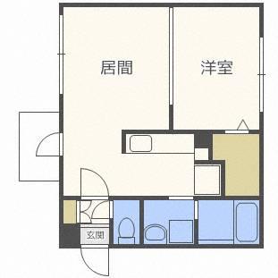 モルティーニ南円山(1LDK/4階)の間取り写真