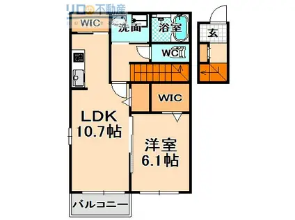 パナウィル(1LDK/2階)の間取り写真