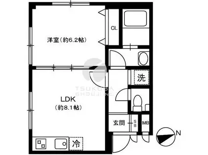 グリーンコート高円寺(1LDK/1階)の間取り写真